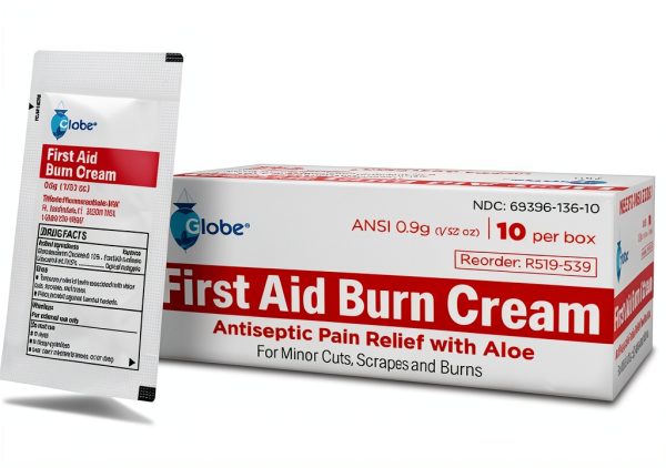 Globe First Aid Burn Cream 0.9g Packets, (10 Packets) Advanced First Aid Cream for Temporary Relief of Minor Burns, Cuts, and Scrapes (10 Packets)-0