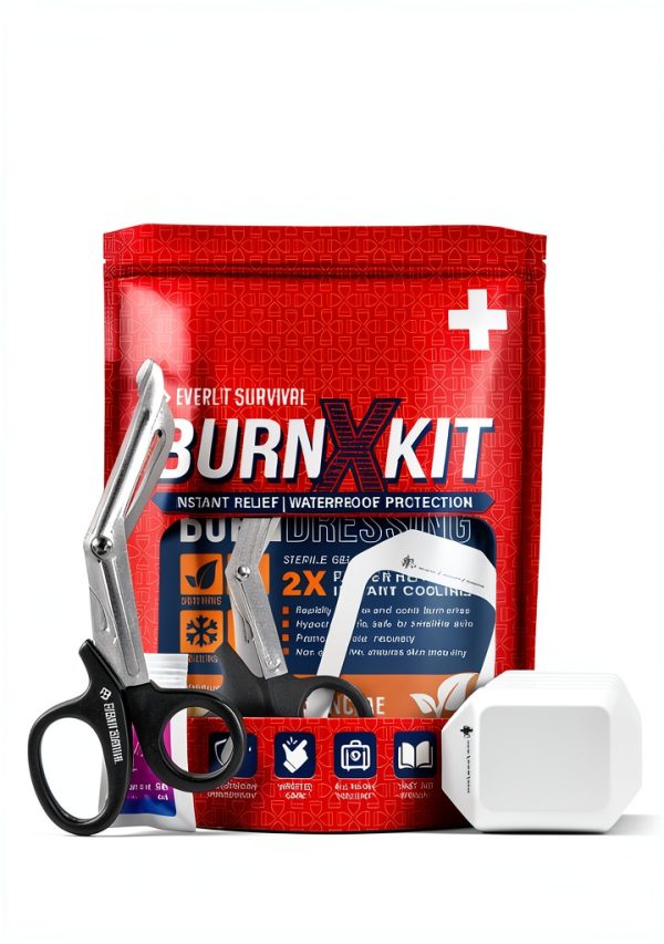 EVERLIT Burn Kit with Sterile Waterproof Wound Dressing | Hydrogel-Foam Burn Dressings, Burn Gel, Non-Stick Pads, Gauze & Shears | 30pcs First Aid Supplies for Instant Cooling, Soothing & Relief-0