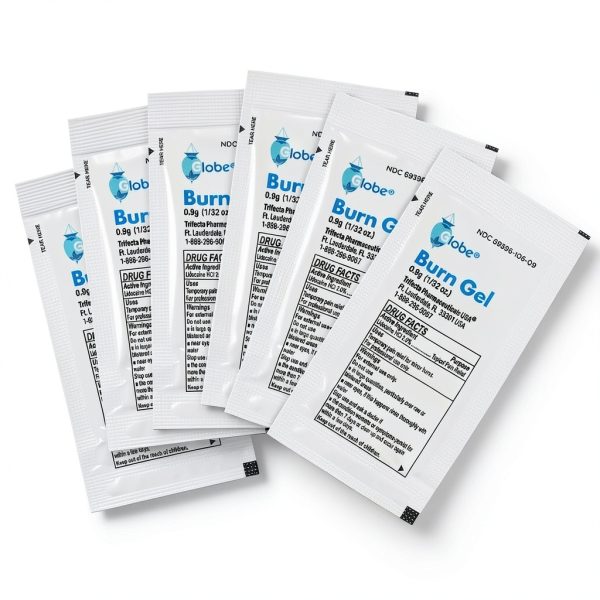 Globe First Aid Burn Gel with Aloe 0.9g Packets, (Box of 144) Advanced First Aid Gel for Temporary Relief of Minor Burns, Cuts, and Scrapes-2